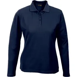 Navy Ladies 175g Pique Knit Long Sleeve Golfer